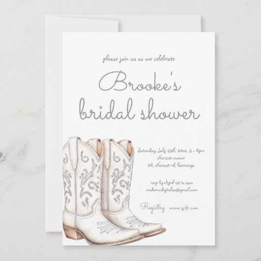 White Cowgirl Western Vrijgezellenfeest Kaart (Voorkant)