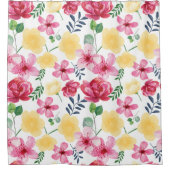 White Cozy Watercooler Botanical Flowers Douchegordijn (Voorkant)