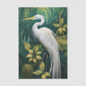 White Crane Botanical Design, Elegant Tropical Tissuepapier (Voorkant)