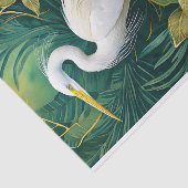 White Crane Botanical Design, Elegant Tropical Tissuepapier (Detail)