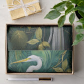 White Crane Botanical Design, Elegant Tropical Tissuepapier (Geschenk)