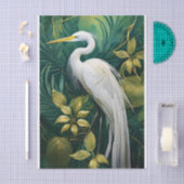 White Crane Botanical Design, Elegant Tropical Tissuepapier (Craft)