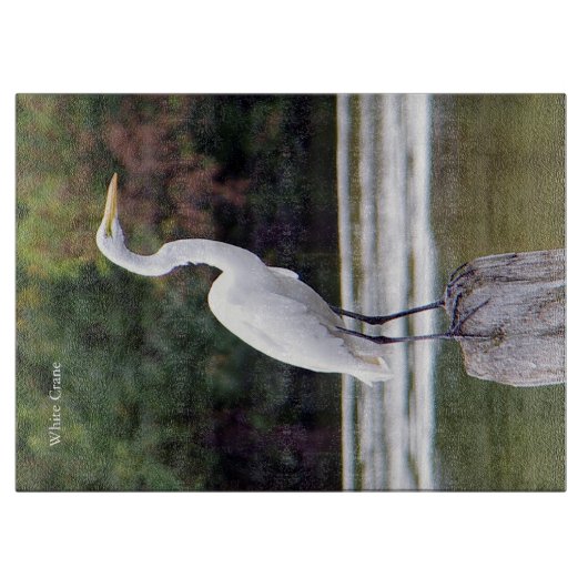 White Crane Cutting Board Snijplank (Voorkant)