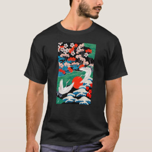 White Cranes Birds Japan Illustration T-shirt