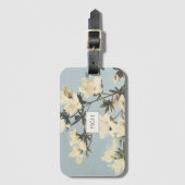White Cream Azalea Flowers Monogram Bagagelabel (Voorkant (verticaal))