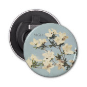  White Cream Azalea Flowers Monogram Button Flesopener (Voorkant)