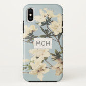 White Cream Azalea Flowers Monogram Case-Mate iPhone Case (Achterkant)