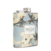 White Cream Azalea Flowers Monogram Heupfles (Rechts)