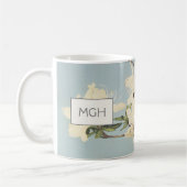 White Cream Azalea Flowers Monogram Koffiemok (Links)