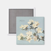 White Cream Azalea Flowers Monogram Magnet (Voorkant / Achterkant)
