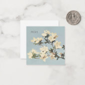  White Cream Azalea Flowers Monogram Notitiekaartje (Voorkant / Achterkant in situ)