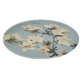 White Cream Azalea Flowers Monogram Snijplank (Hoek)