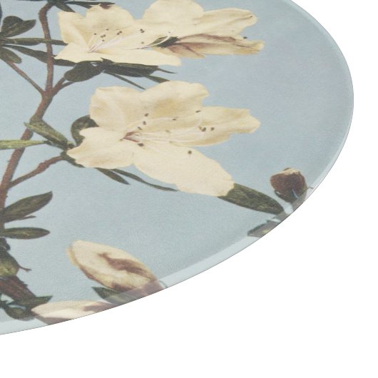  White Cream Azalea Flowers Monogram Snijplank (Hoek)