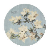  White Cream Azalea Flowers Monogram Snijplank (Voorkant)