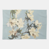 White Cream Azalea Flowers Monogram Theedoek (Horizontaal)