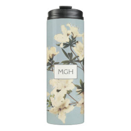 White Cream Azalea Flowers Monogram Thermosbeker