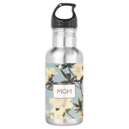 White Cream Azalea Flowers Monogram Waterfles