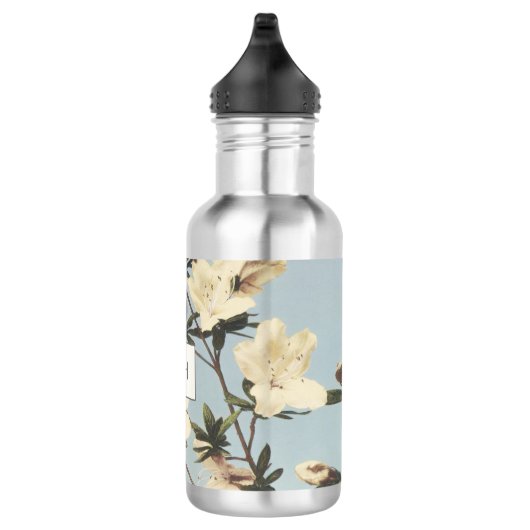  White Cream Azalea Flowers Monogram Waterfles (Rechts)