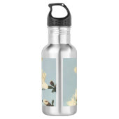 White Cream Azalea Flowers Monogram Waterfles (Achterkant)