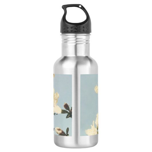  White Cream Azalea Flowers Monogram Waterfles (Achterkant)