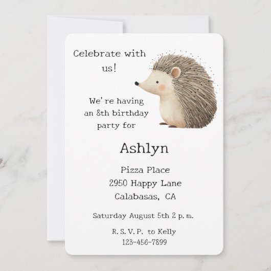 White Cream Brown Schattigee egel Animal Birthday Kaart (Voorkant)