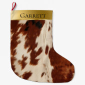 White Cream Brown Southwest Koeienhuid naam Grote Kerstsok (Voorkant)