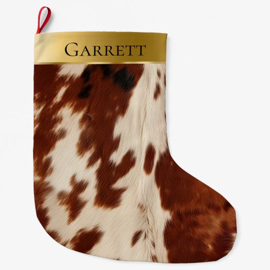 White Cream Brown Southwest Koeienhuid naam Grote Kerstsok (Voorkant)