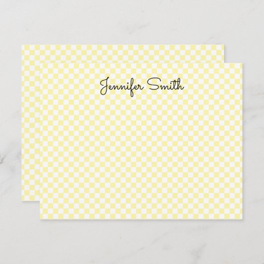 White Cream en kleine check Notitiekaartje (Voorkant / Achterkant)