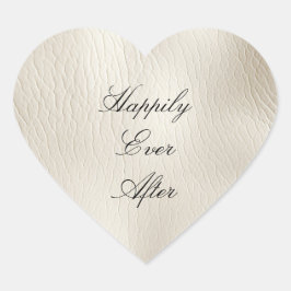 White Cream Faux Leather Wedding Hart Sticker