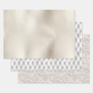 White Cream Faux Leather Wedding Inpakpapier Vel