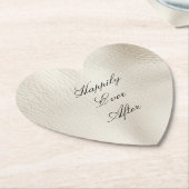 White Cream Faux Leather Wedding Kartonnen Onderzetters (Gekanteld)