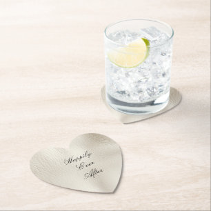 White Cream Faux Leather Wedding Kartonnen Onderzetters