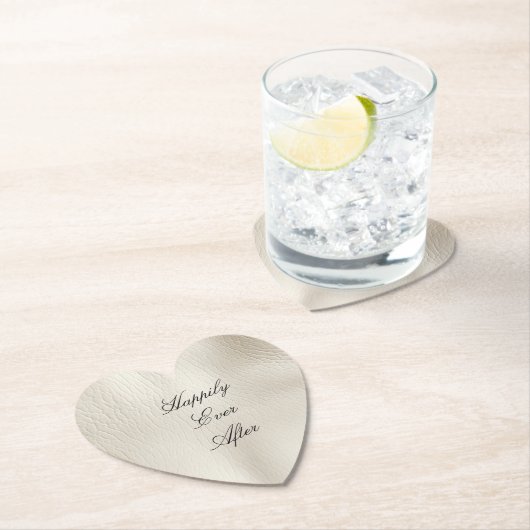 White Cream Faux Leather Wedding Kartonnen Onderzetters (Insitu)