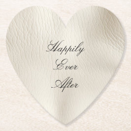 White Cream Faux Leather Wedding Kartonnen Onderzetters