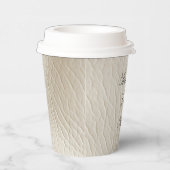 White Cream Faux Leather Wedding Papieren Bekers (Rechts)