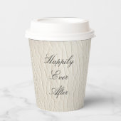 White Cream Faux Leather Wedding Papieren Bekers (Voorkant)