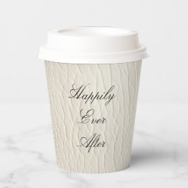 White Cream Faux Leather Wedding Papieren Bekers