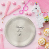 White Cream Faux Leather Wedding Papieren Bordje (Feest)