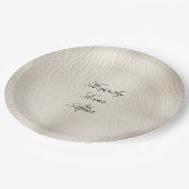 White Cream Faux Leather Wedding Papieren Bordje (Gekanteld)