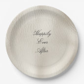 White Cream Faux Leather Wedding Papieren Bordje (Voorkant)