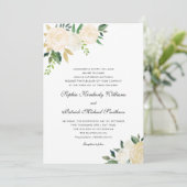 White Cream Floral | 3 sets voor het huwelijk van  Kaart (Staand voorkant)