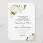 White Cream Floral | 3 sets voor het huwelijk van  Kaart (Voorkant / Achterkant)