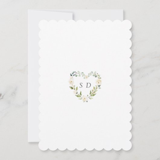 White Cream Floral Handgeschreven Script-Baby show Kaart (Achterkant)