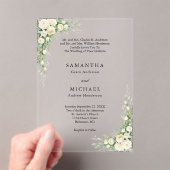 White Cream Florals Both Parents Names Wedding Acryl Uitnodigingen (Insitu (Draagbaar))