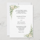 White Cream Florals Both Parents Names Wedding Kaart (Voorkant)