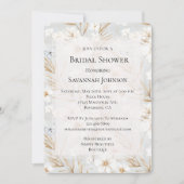 White Cream Flowers Blue Butterflies Vrijgezellenf Kaart (Voorkant)