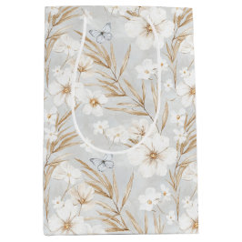 White Cream Flowers Blue Butterflies Vrijgezellenf Medium Cadeauzakje