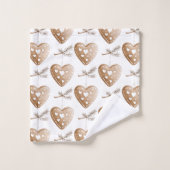White Cream Gingerbread Cookie Hearts Kerstmis Bad Handdoek (Wasdoekje)