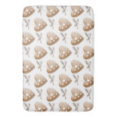 White Cream Gingerbread Cookie Hearts Kerstmis Badmat (Voorkant Verticaal)