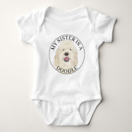 White Cream Golden Doodle Dog Big Sister Romper